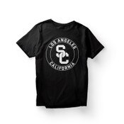 USC Trojans Team Trojan Black SC Interlock Los Angeles California Circle T-Shirt